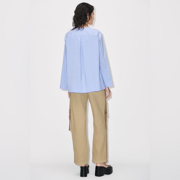 NWT Zara Striped Vent Poplin Blouse - Size Small - Picture 2 of 3